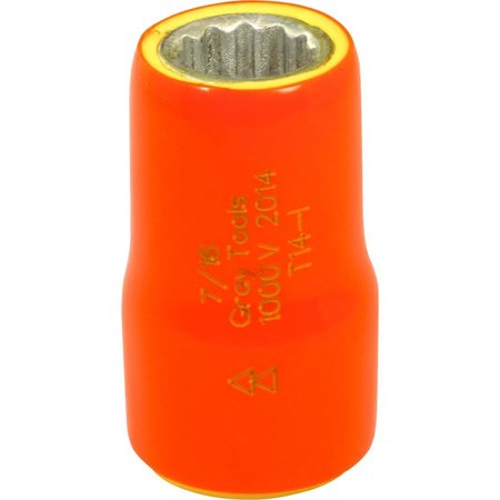 GRAY TOOLS 7/16" X 3/8" Drive, 12 Point Standard Length, 1000V Insulated T14-I